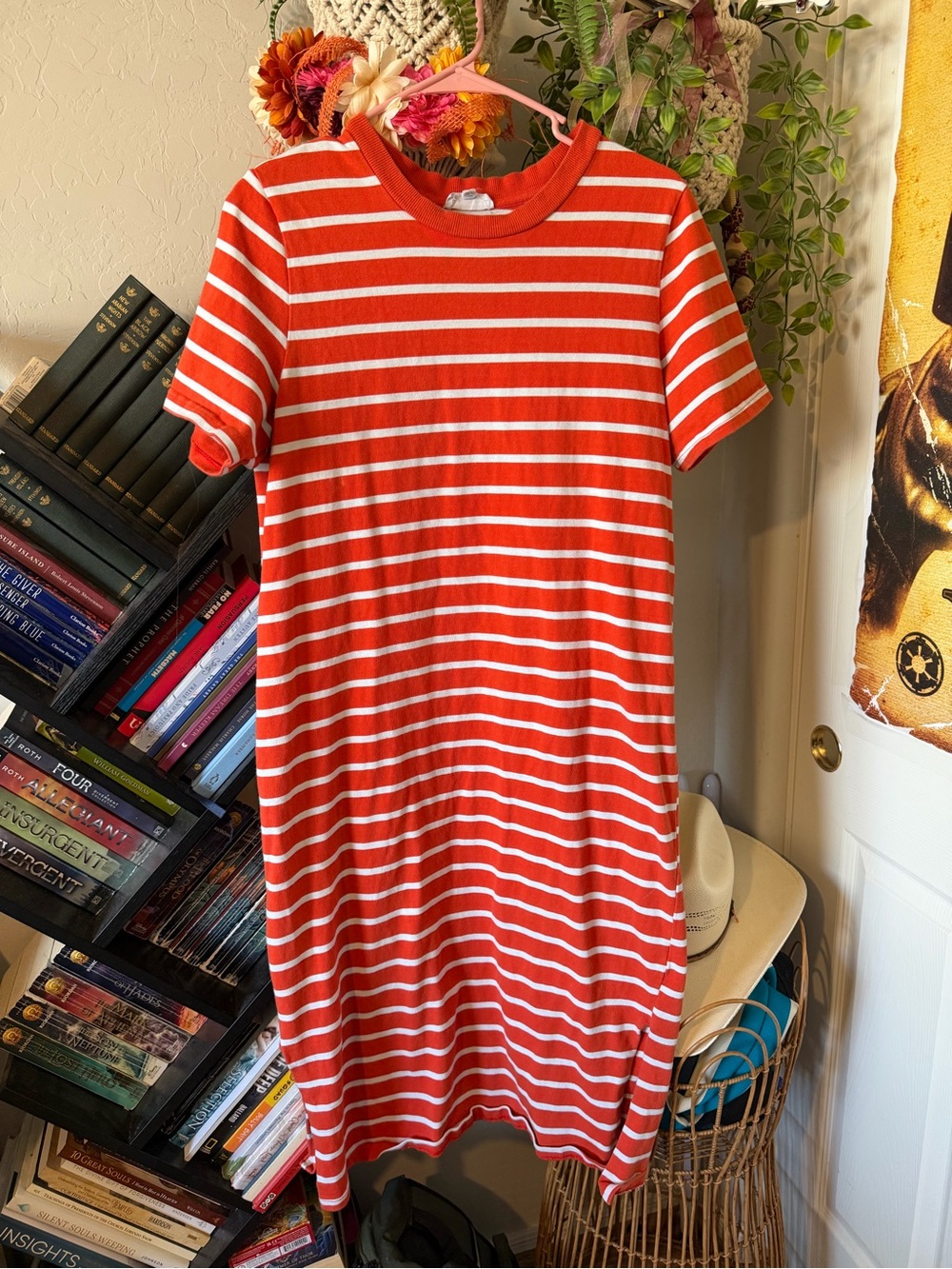 Classic Red & White Striped women’s Dress - Casual Tee Style